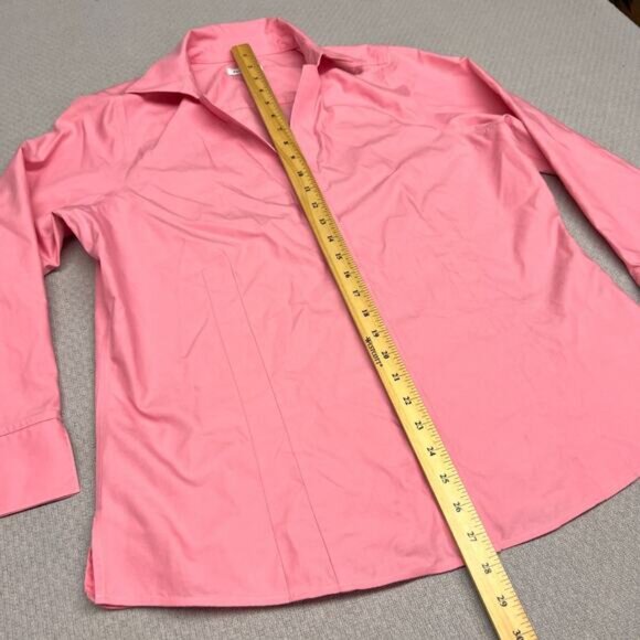 Foxcroft Top Womens 14 Pink Cotton Button Down Preppy Business Casual - Picture 7 of 9